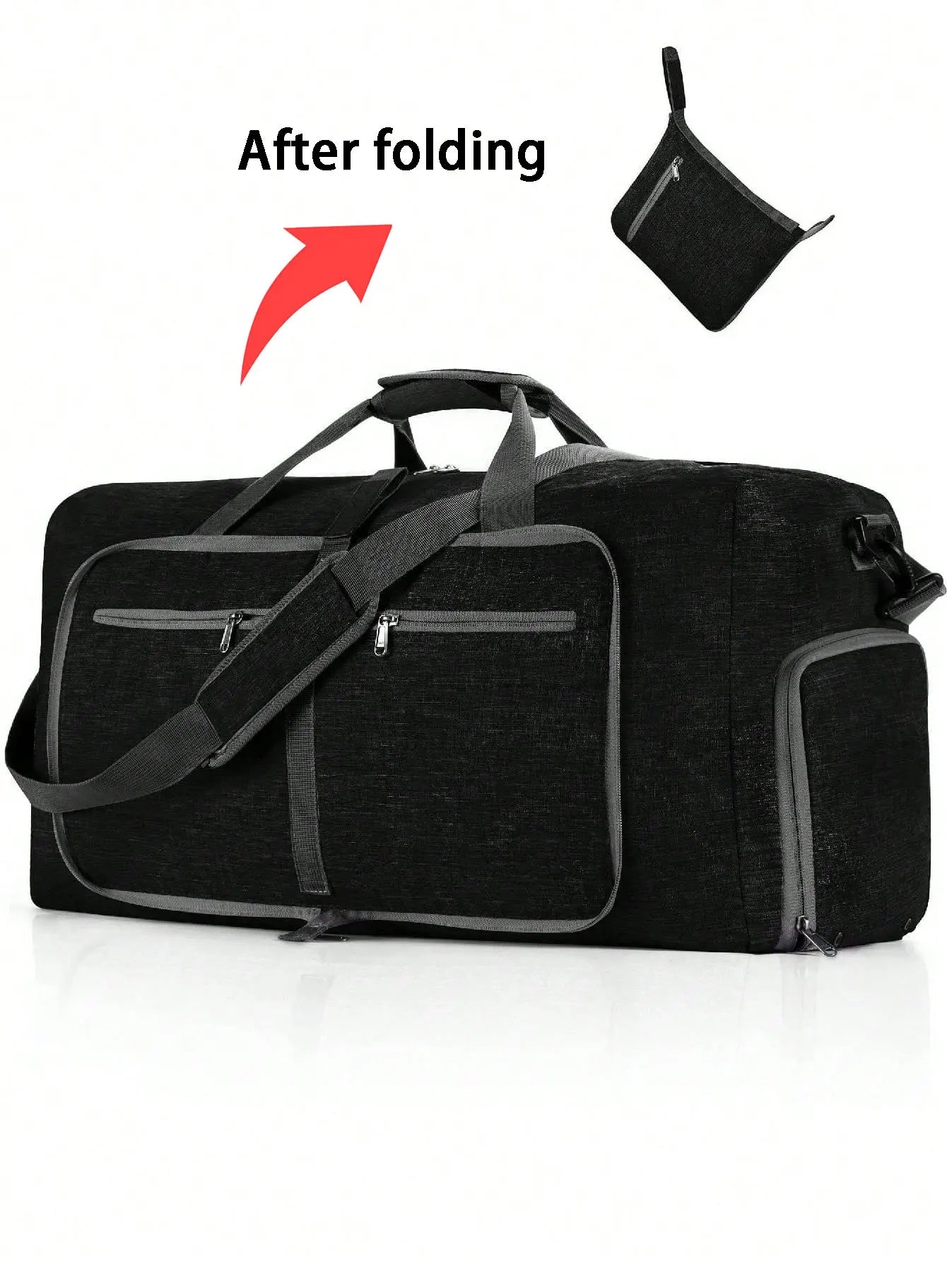 Sac de voyage pliable 65L en polyester avec compartiment chaussures