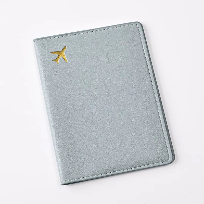 Porte-Passeport en Cuir PU avec Avion Doré
