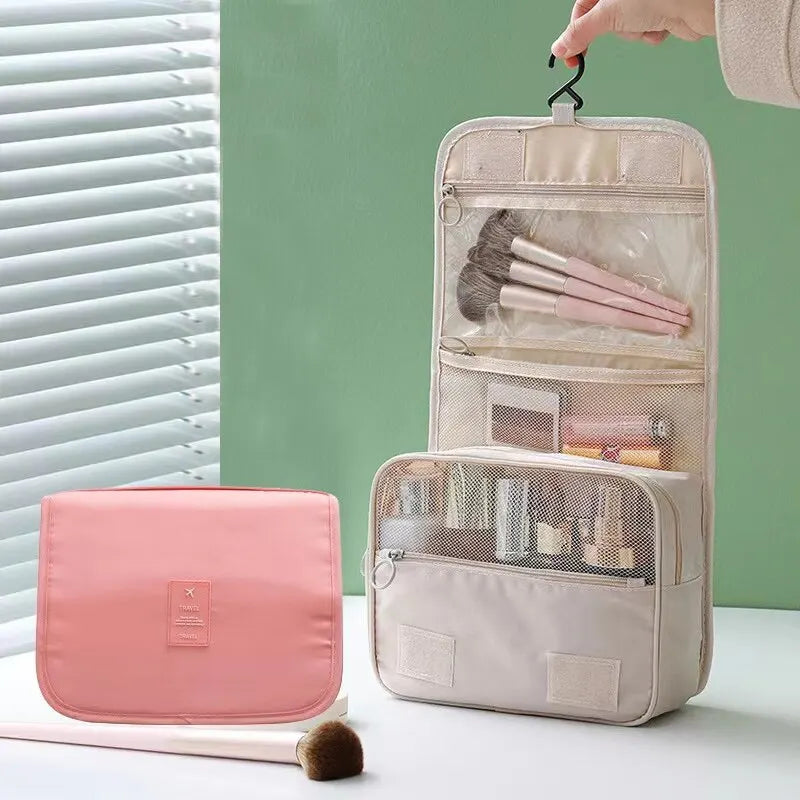 Trousse de Toilette Suspendue en Nylon Imperméable – Multi-compartiments avec Crochet de Voyage
