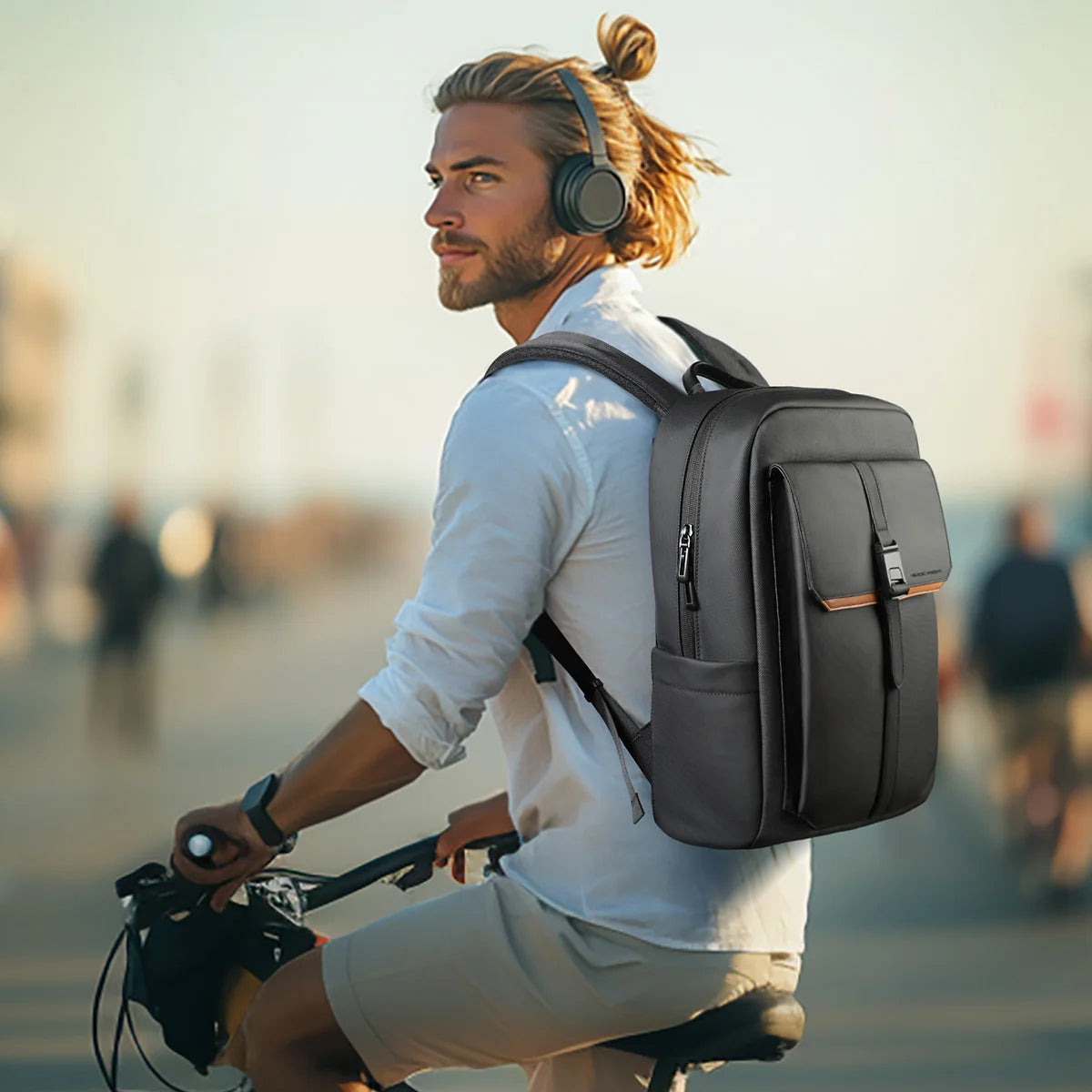 Sac à Dos Business HK avec Rabat Élégant – 15.6" Étanche et Multifonction