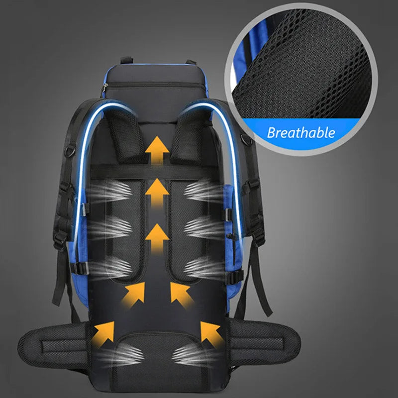 Sac à dos de randonnée imperméable 90L trekking et camping