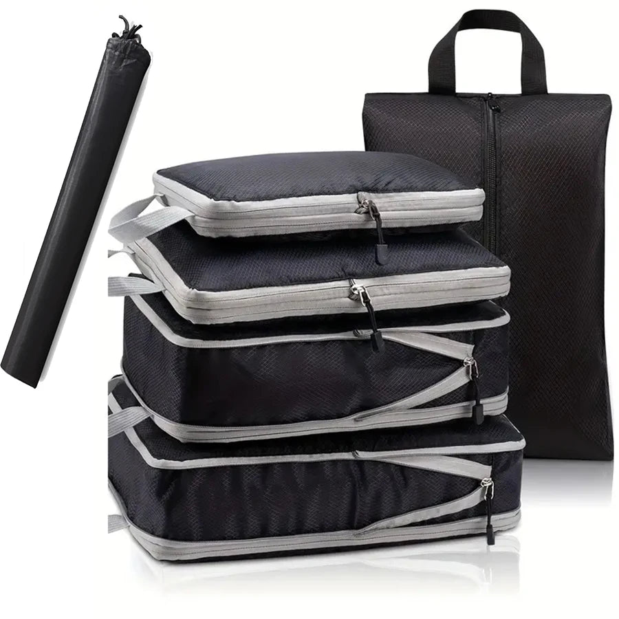 Set de 6 cubes de rangement compressibles avec sac à chaussures intégré