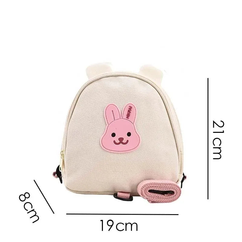 Sac à dos enfant en toile ours et lapin anti perte