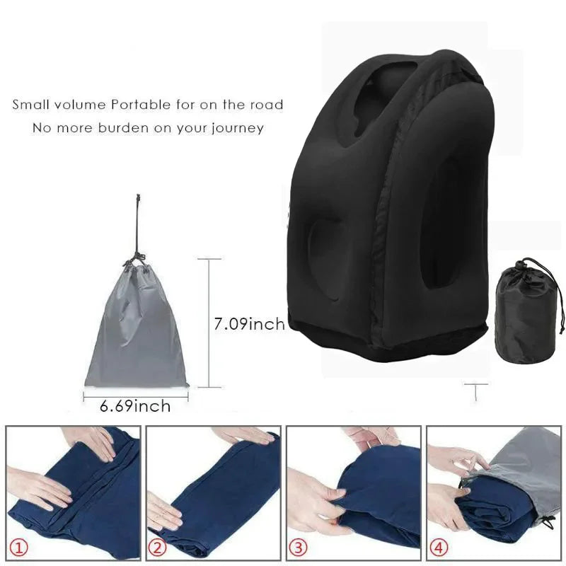 Coussin de voyage gonflable avec support menton