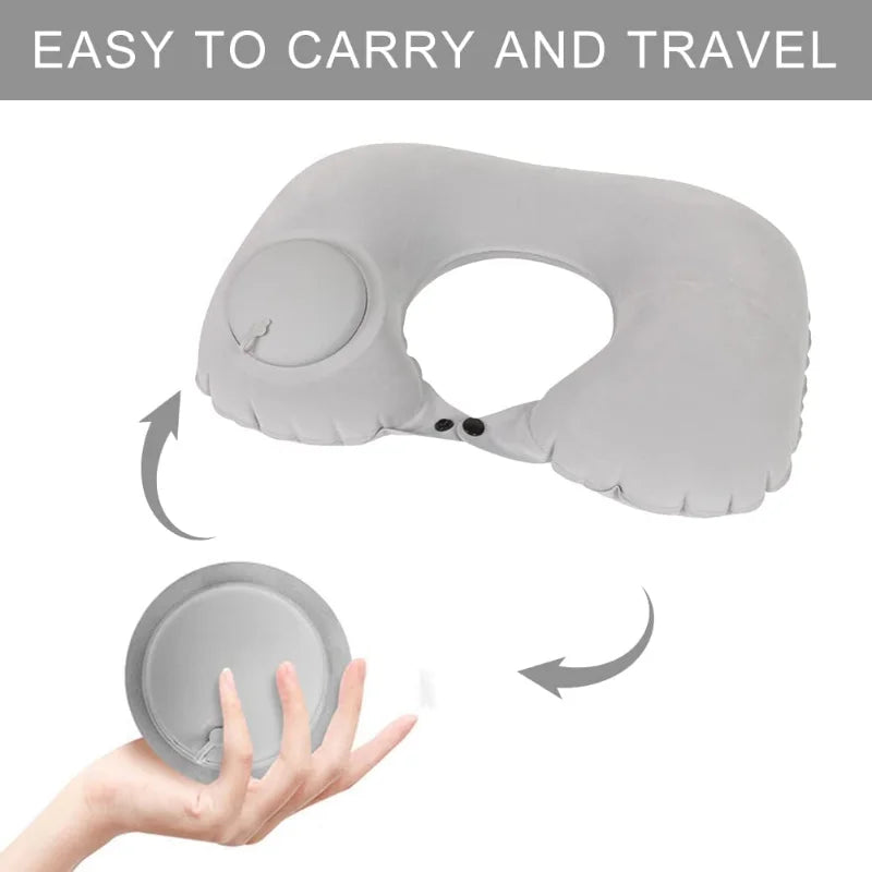Coussin de voyage gonflable en U ultra léger et portable avec support cervical
