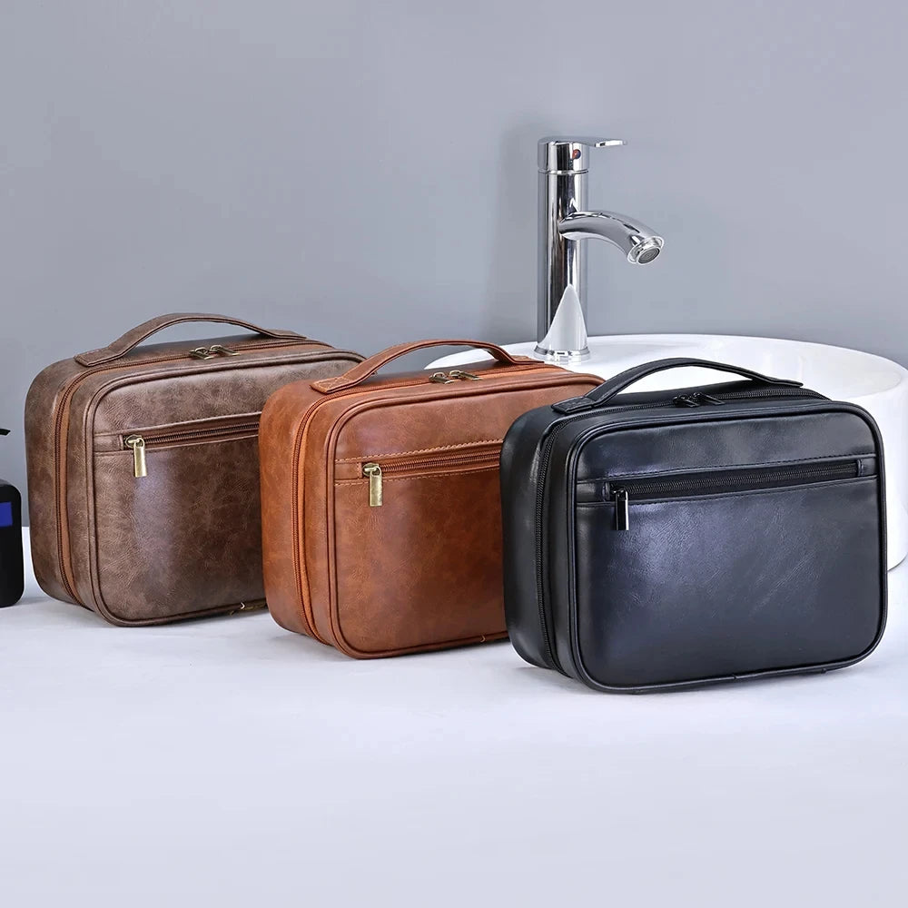 Trousse de toilette suspendue en cuir PU imperméable