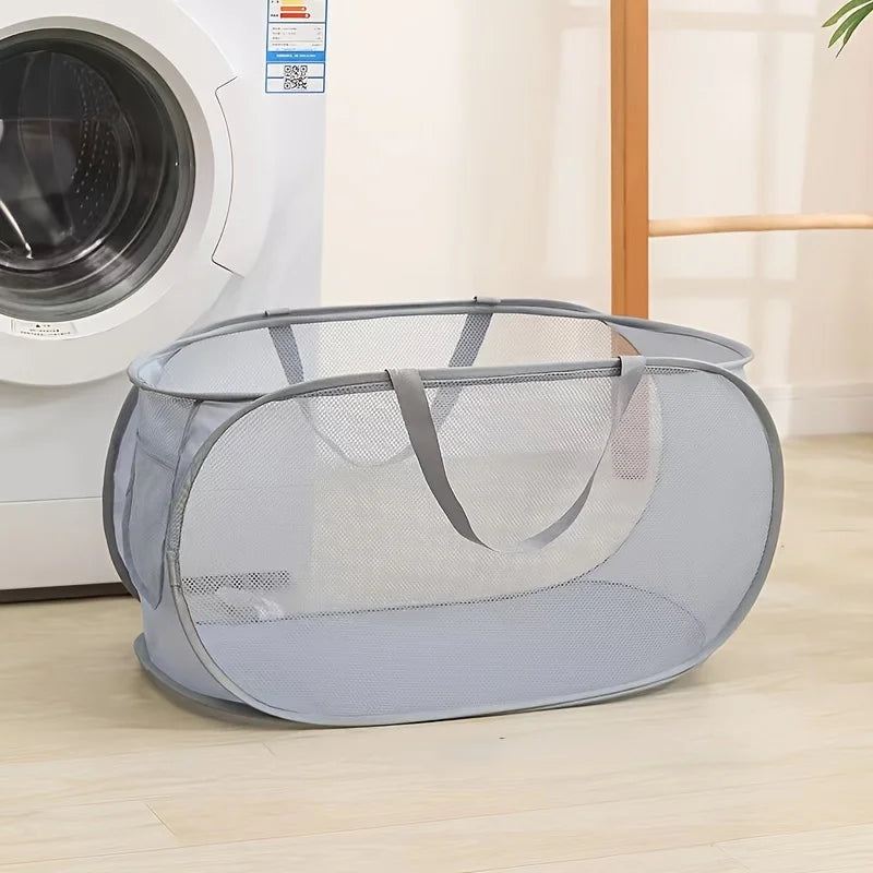 Panier à Linge Pliable en Maille avec Poignées – Grand Format 76L