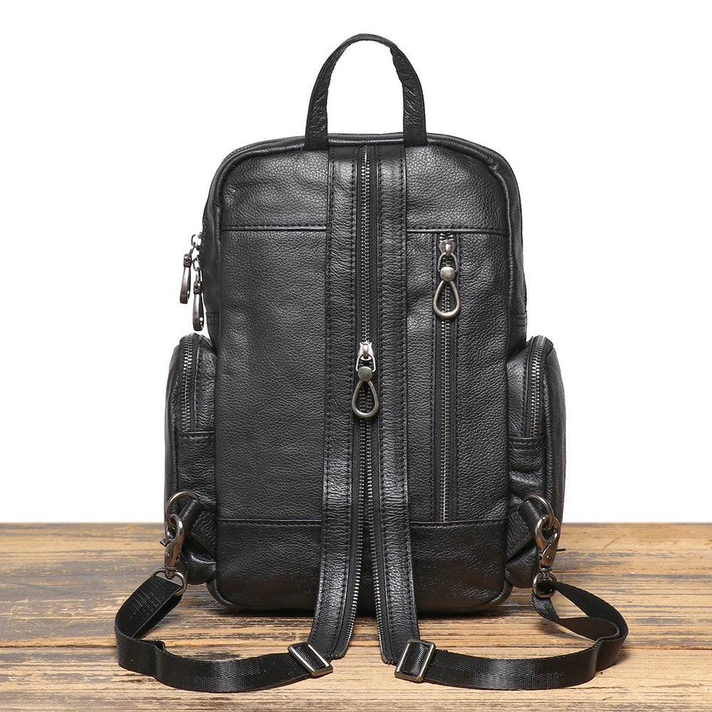 Sac à dos compact en cuir véritable