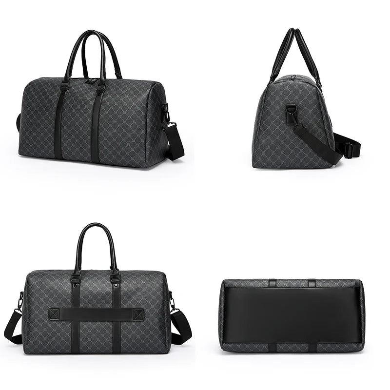 Sac de Voyage Homme Élégant en PU Motifs Géométriques