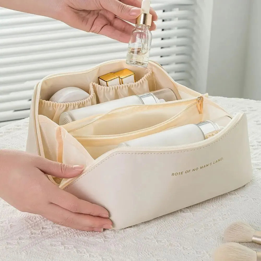 Trousse de Toilette Luxe en Similicuir – Grande Capacité avec Compartiments Intérieurs