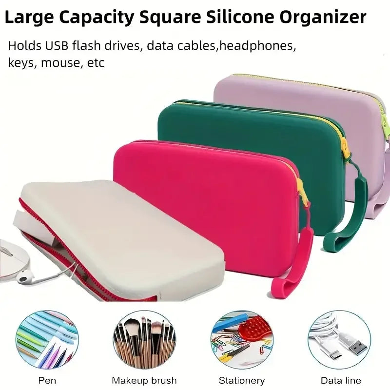 Trousse Cosmétique Carrée en Silicone – Étanche & Multifonction