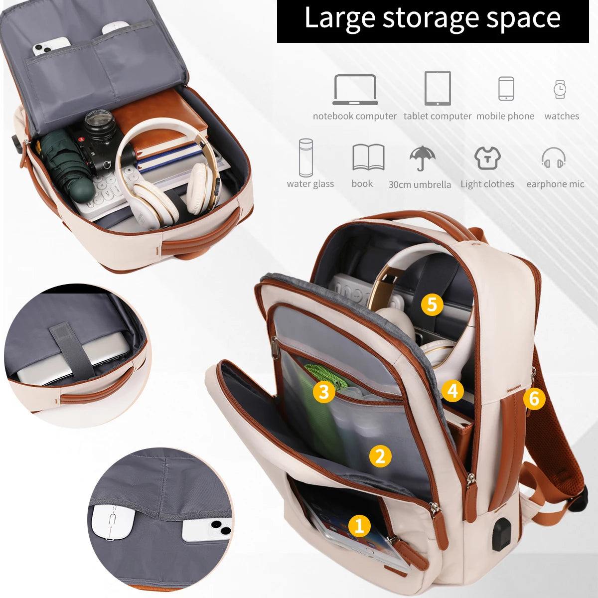 Sac à Dos Unisexe Extensible avec Port USB – Business & Voyages