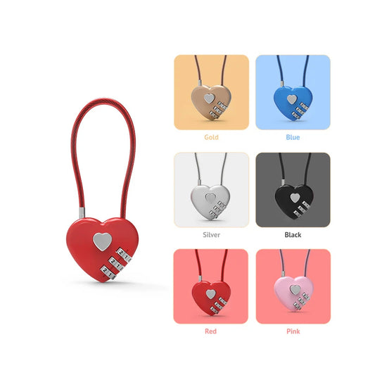Cadenas Cœur à Code 3 Chiffres en Alliage de Zinc – Style Élégant et Sécurisé