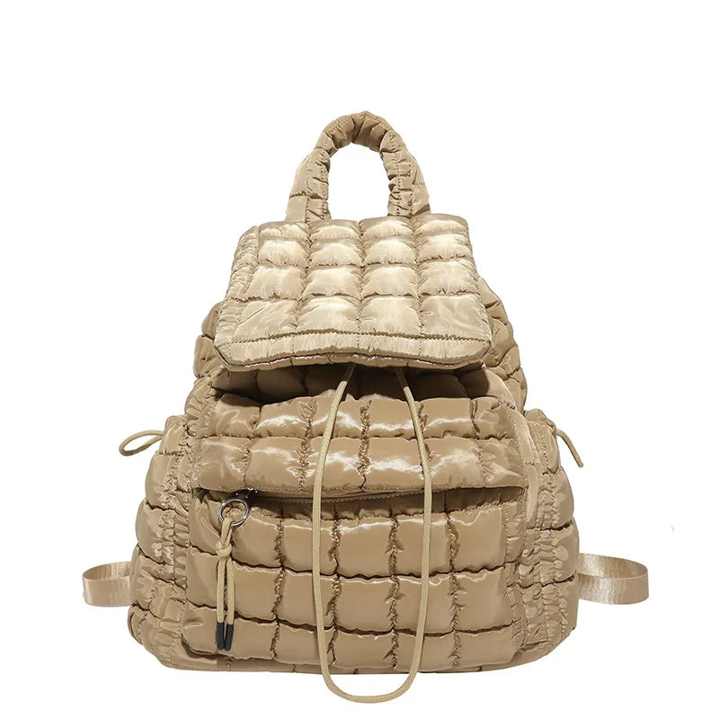 Sac à dos matelassé en coton léger grande capacité