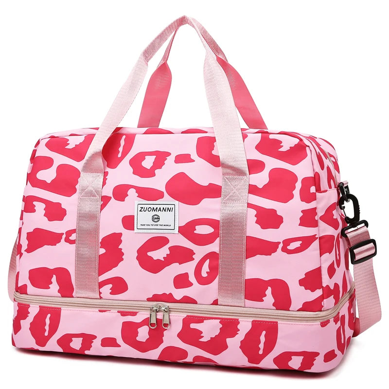 Sac de Voyage Femme Imprimé Zèbre/Léopard Grande Capacité Nylon