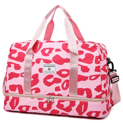 Sac de Voyage Femme Imprimé Zèbre/Léopard Grande Capacité Nylon