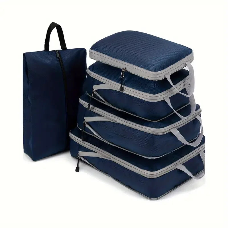 Set de cubes de rangement compressibles en nylon étanche pour valise