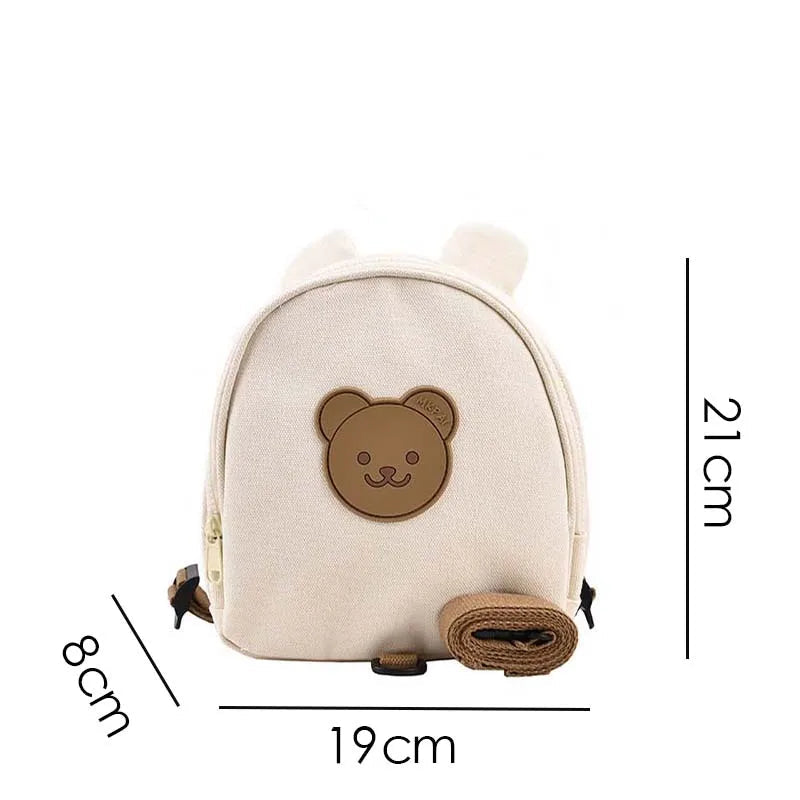 Sac à dos enfant en toile ours et lapin anti perte