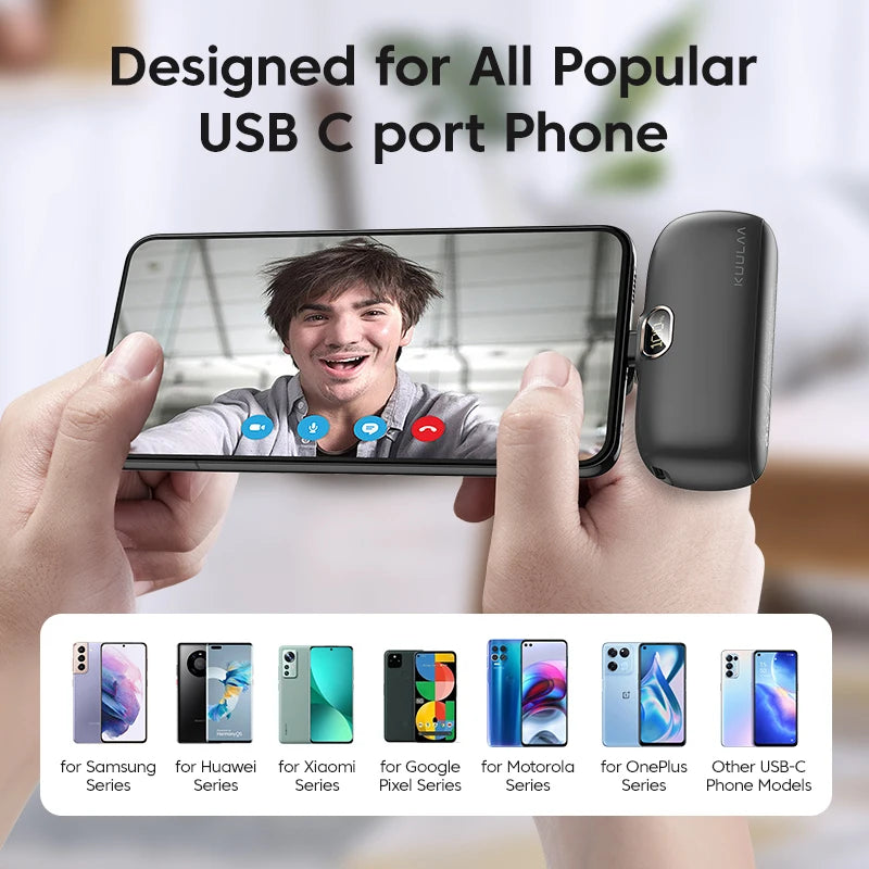 Batterie Externe KUULAA Mini 5000mAh – Charge Rapide 20W