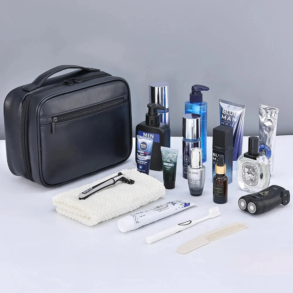 Trousse de toilette suspendue en cuir PU imperméable