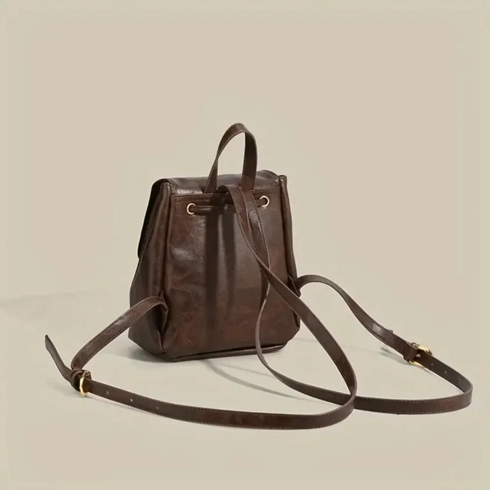 Sac à dos mini en cuir PU avec rabat et cordon