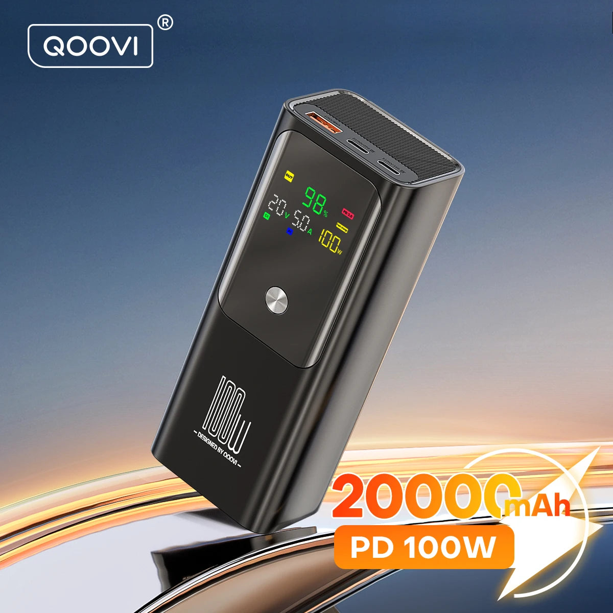 Batterie Externe QOOVI 20000mAh PD 100W – Charge Ultra Rapide