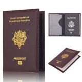 Porte-Passeport Français en Cuir PU Haute Qualité, coloris rouge