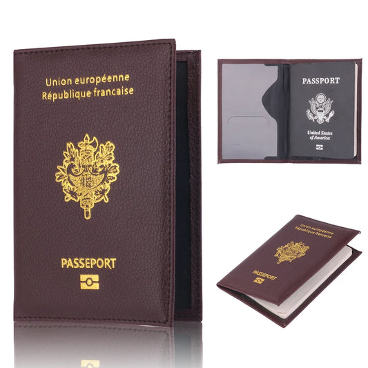 Porte-Passeport Français en Cuir PU Haute Qualité