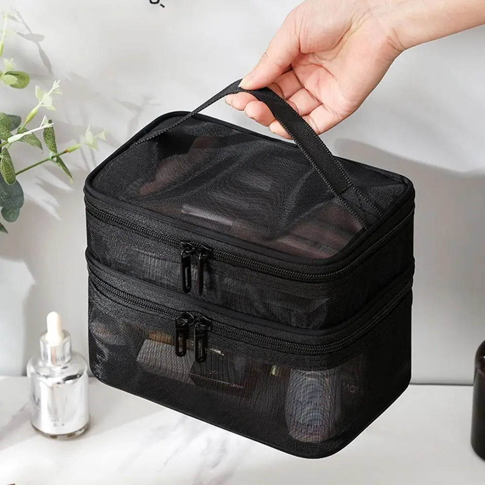 Sac de Voyage Transparent en Maille PVC – 1/2/3 Couches avec Fermeture Éclair
