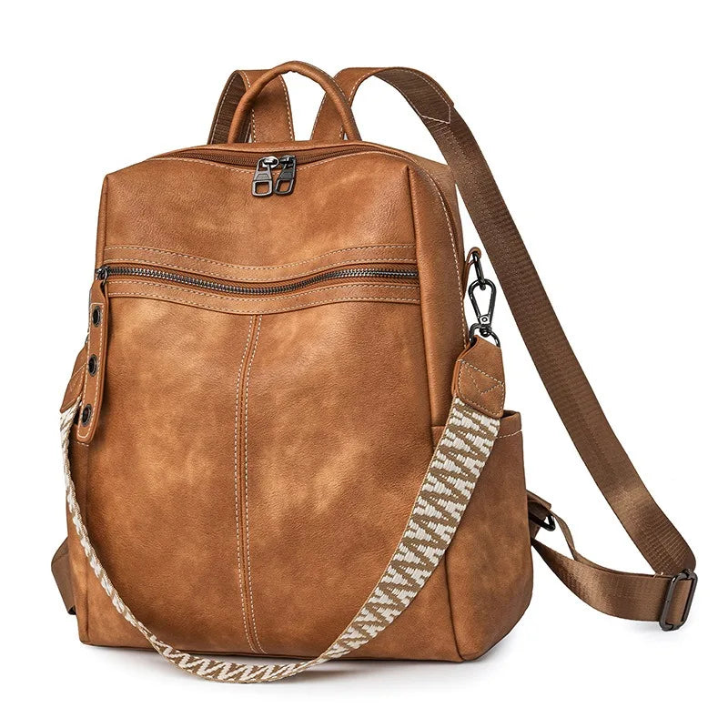 Sac à dos de voyage rétro en cuir PU imperméable