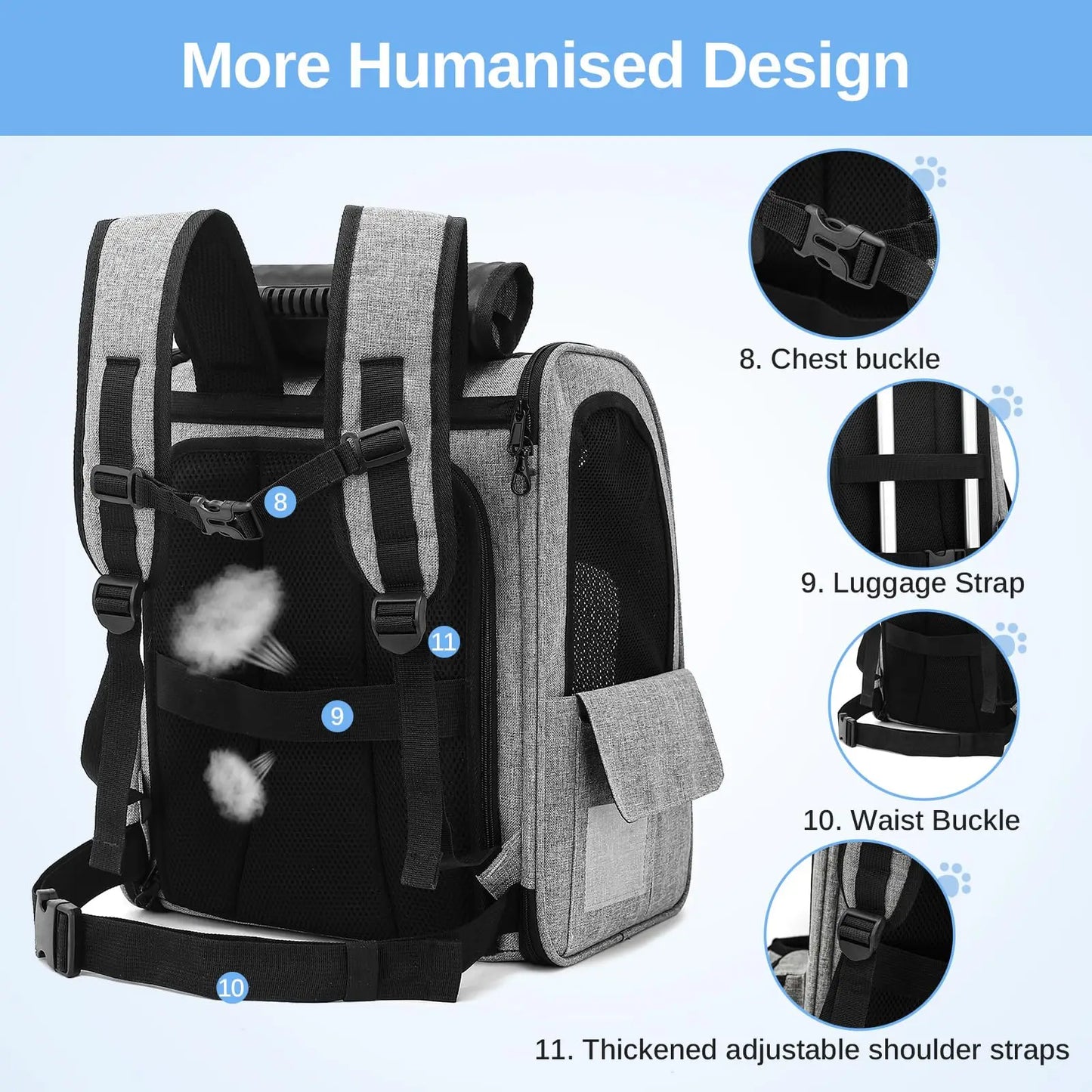 Sac à dos de transport pour animaux en Oxford pliable et extensible