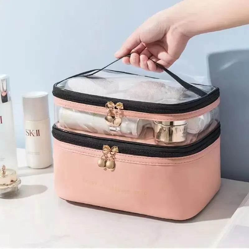 Trousse de Toilette Étanche à Double Compartiment – PU & PVC