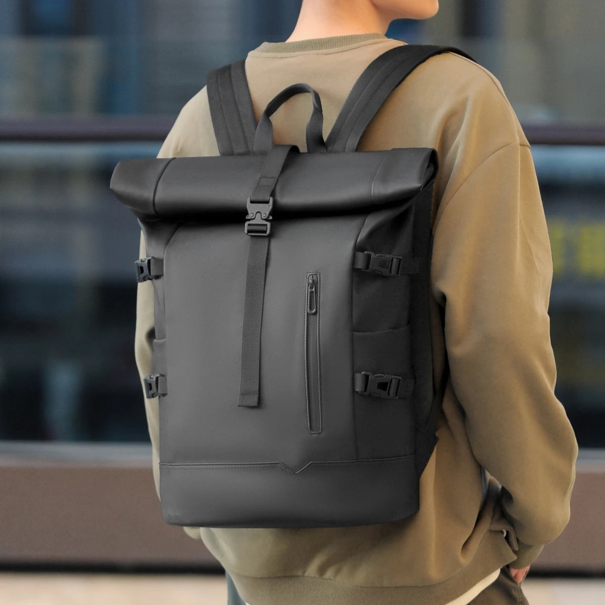Sac à dos roll-top en nylon imperméable