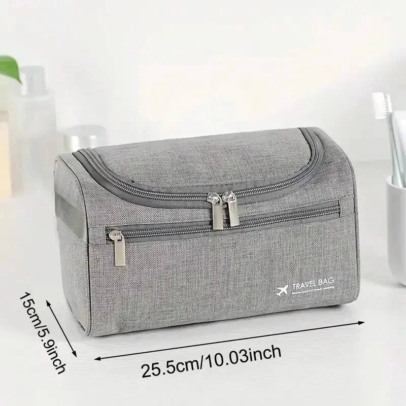 Trousse de toilette suspendue en lin grande capacité