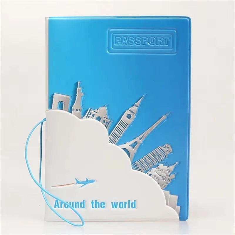 Porte-Passeport Coloré en PVC Motifs Voyage