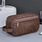 Trousse de toilette homme double compartiment en cuir PU
