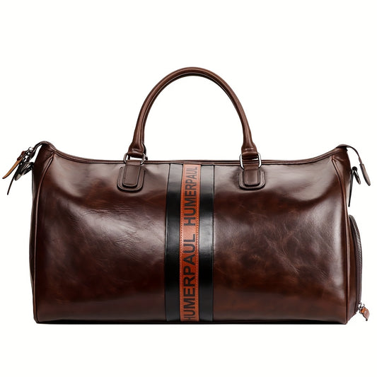 Sac de voyage en cuir, séparation sec / humide, compartiment chaussures — détail de la matière : cuir