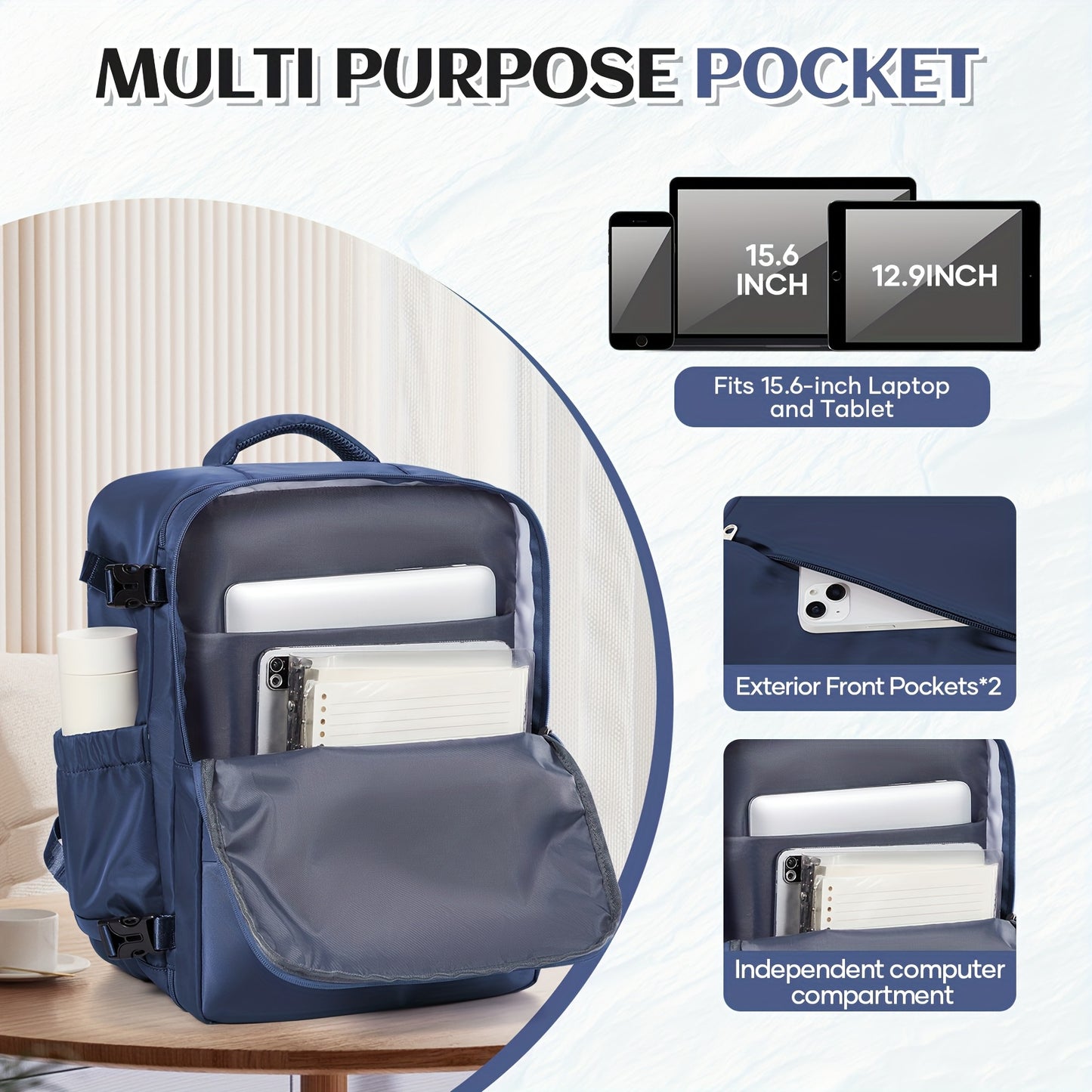 Sac à Dos Cabine Ryanair 40×30×20 – Bagage Sous-siège Multifonction